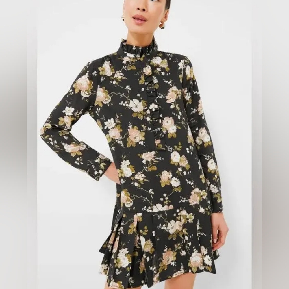 Tuckernuck Midnight Floral Tate Dress, Black Floral, XSmall, EUC